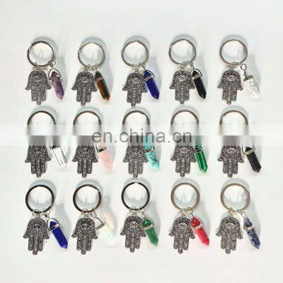 Promotional Gift Items Other & Business Gifts  Evil Eye Keychain China Macrame Stone Key Chain Small Cheap Keychains