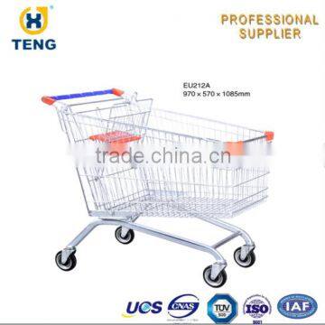 EU style zinc plated unfolding grocery shopping trolley