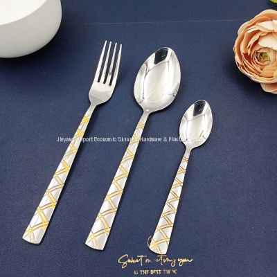 gold plating  stainless steel spoon and fork set  for gift promotion cutlery