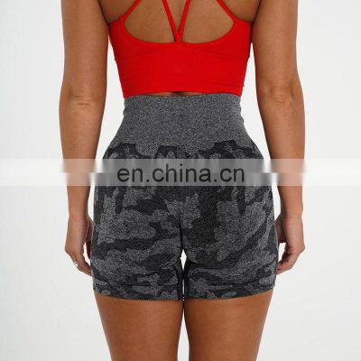 New Wholesale High Waist Sports Wear Camo Jacquard Seamless Yoga Shorts Women Gym Fitness Camo Printing Yoga Short Pants