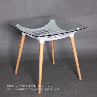 Square Solid Wood Leg MDF/Glass Dining Table DT-M25