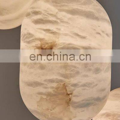 Wholesale Nordic Bar Hotel Home Decorative Copper Simple Modern Led Alabaster Chandelier photo-3