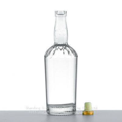 750ml 75cl engraved shoulder whiskey super flint glass bottle gold supplier SinoBottles Packaging