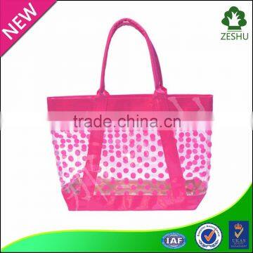 dot pattern transparent pvc beach bag