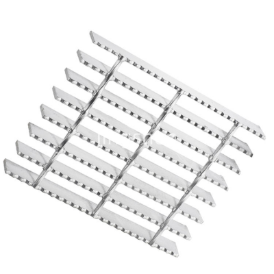 High-quality Hot-dip Galvanized Serrated Steel Grating, Durable, Outdoor-grade Carbon Steel, ISO-certified Industrial Design.