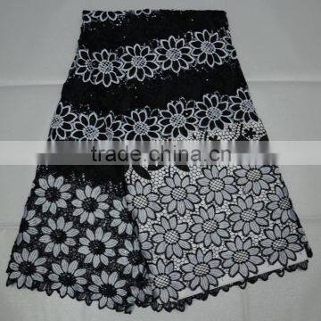 L317-2 swiss voie big design african 100% cotton multicolor cord guipure embroidery lace fabric