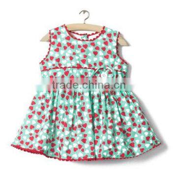2016 model Green Cute Side summer floral Printed trendy 100 Cotton print dresses&dress for sale
