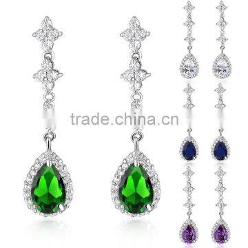 Jewelry israel white gold filled crystal fashion long earrings for girls