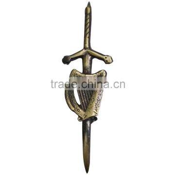 Scottish Harp Design Kilt Pin In Antique Finihsed