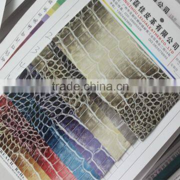 shiny pu leather with crocodile skin patterns artifical pu leather