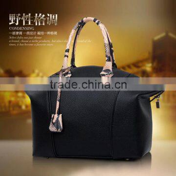 Simple trend leather brand handbag snake pattern large capacity tote bag