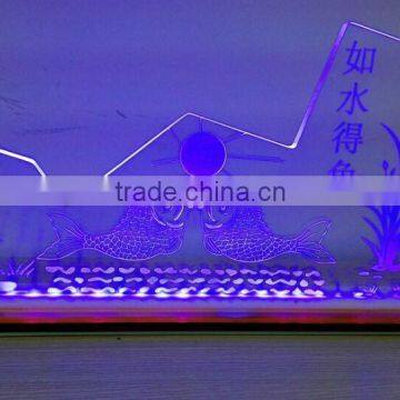 Customized colorful acrylic led sign board on counter with remote control