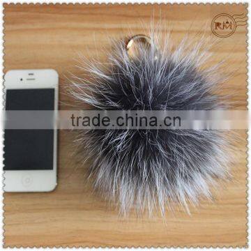 Fluffy Fox Fur Ball Keychains With Gold Metal photo-6
