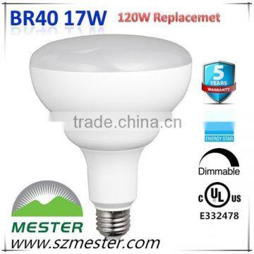 ul cul ES pending 120v 17w e26 dim LED BR40 Warm White