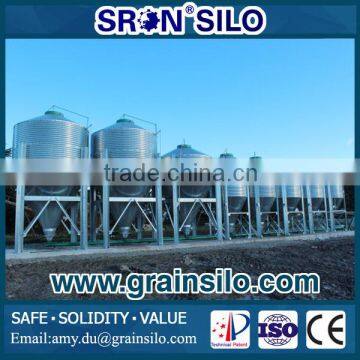 Assembly galvanized hopper bottom steel silo for feed mill, over 3000 units Under Use