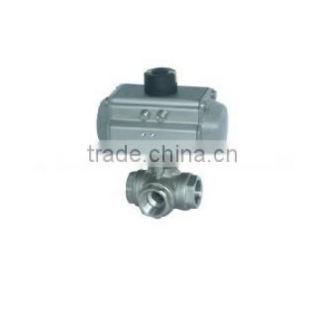 Pneumatic 3 way thread T type or L type ball valve