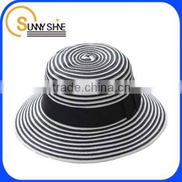 SUNNY SHINE custom fashion stripe short brim fedora straw hat