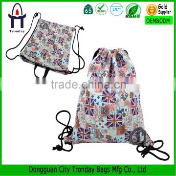 Customized printing canvas backpack drawstring bag, shopping bag with handle