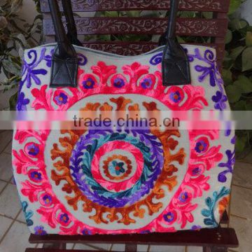 Suzani Handbag, Embroidered Shopping Bag, Boho Bag, Multicolor Woman Shoulder Bag, Suzani Work, Made In India