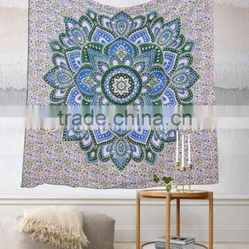 Queen Ombre Tapestry Lotus Mandala Indian Wall Hanging Wholesale Hippie Tapestries Cotton Bedspread Boho Throw Blanket