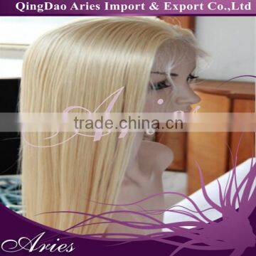 Brazilian Human Hair Full Lace Wig Silk Straight Hair Blond Wig