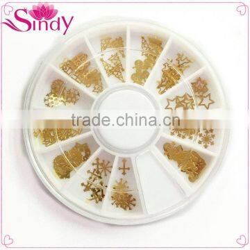 X'mas solid gold metal slice nail wheel