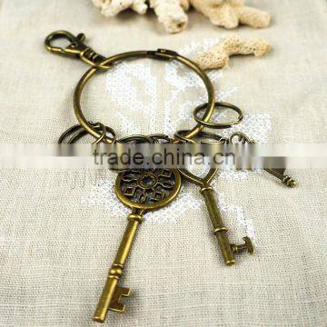 Zinc Alloy Key Chain Jewelry, with iron ring, antique bronze color plated key holder