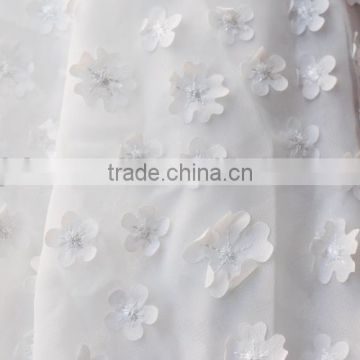 Gorgeous garment lace chiffon 3D rose flower embroidery lace fabric for dress