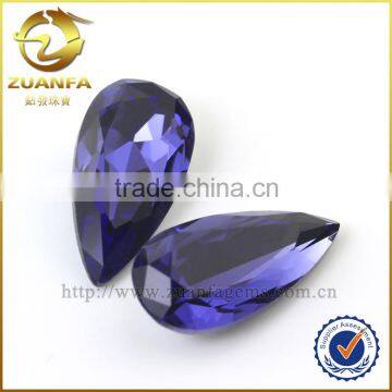 Pear shape 9*18mm violet foiled back stones, decorative glass stone, colored glass stones