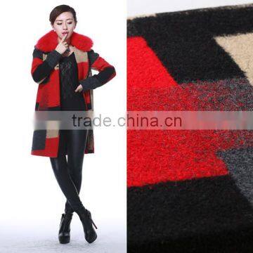 Wholesale jacquard design wool acrylic coat fabric in stock