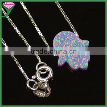 Fashion 11x13mm OP55 Gold Plating Sterling Silver Pink Synthetic Opal Hamsa Halskette photo-4
