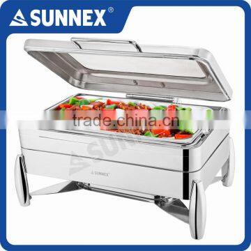 SUNNEX Highly Mirror Finished Hydraulic Hinged Full Size 8.5Litre Stainless Steel Chafing dishes