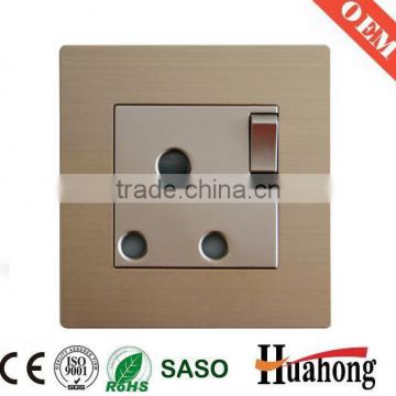 15A Aluminium wall socket with switch and neon for Hotel and villa