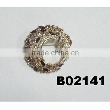 Vintage round design rhinestone pin buckle