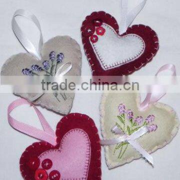 Embroidery lace flower with gems and green leaf lovely cotton decorative drawer sachet