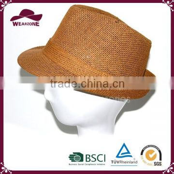 2015 China new design brown fabric fedora hat for sale