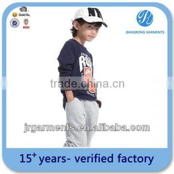 OEM service 100% polyester Child's Navy blue printed boy's long sleeve t shirt factory