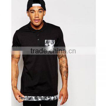 polo shirt with print and extended hem