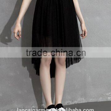 2016 Lace Skirt For Women Black Asymmetric Net Yarn Irregular Midi Skirt