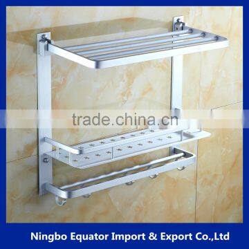 3 Tier Bathroom Minimalist Towel Rack Shelf With Foldable Towel Bars/aluminum Wall Mounted Bathroom Rack Quality Choice