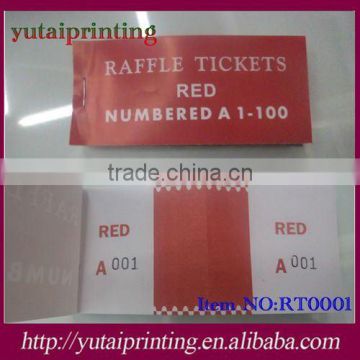 Promotion red paper raffle tickets book printing