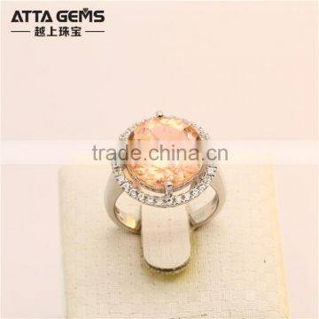 fashion created morganite #777 round shape 925 silver ring for women