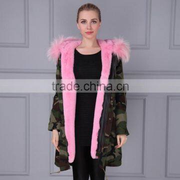 2016 women jacket green cotton shell fur jacket faux fur real fur lined winter jacket                        
                                                                                Supplier's Choice