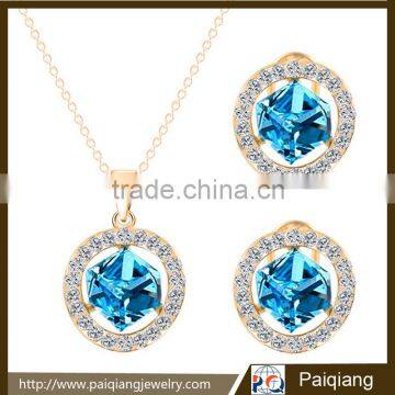 Luxury simple women cubic zirconia fashion jewelry set decorated rhinestone various color available