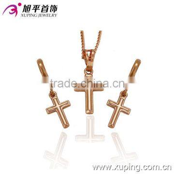 2016 gold necklaces set jewelry cross earring and necklace rose gold jewelry set