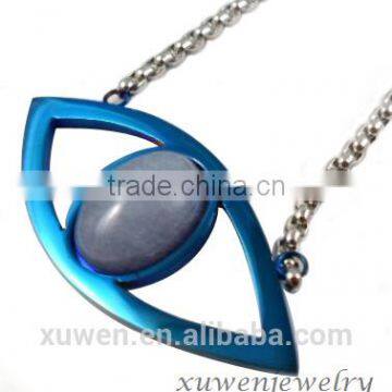 natural stone evil eye two tone stainless steel necklace