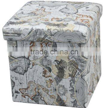 High Quality! Printed PVC Folding Storage Ottoman