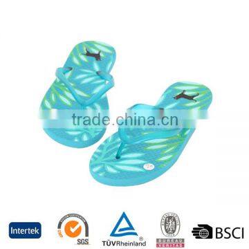 2016 bulk plain classic women pvc upper custom printed pe sole blue flip flops