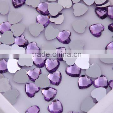 100% hot sale colorful heart shape 10mm sewing stones for clothing