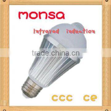 7W LED bulb With infrared induction and high brightness